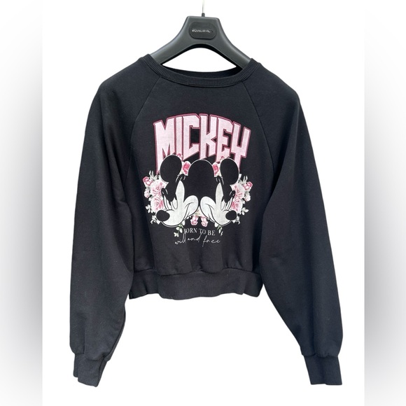 Disney RARE Mickey Mouse Sweatshirt SMALL - Born to be Wild and Free. Boxy Fit - Picture 15 of 16